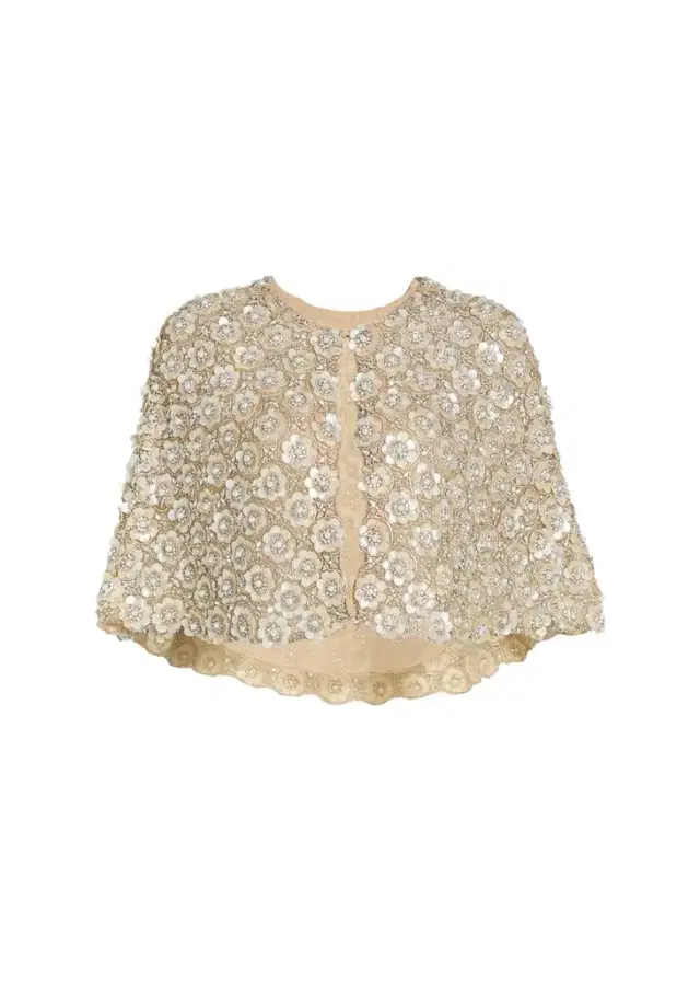 Oscar de la Renta Pearly Embroidered Short Cape Jacket