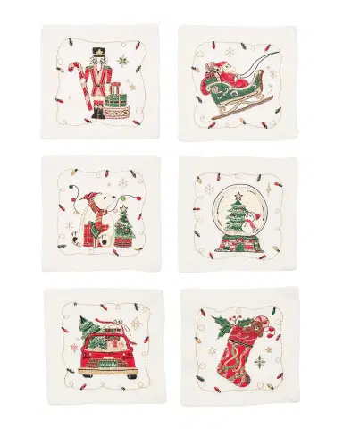 Kim Seybert Holly Jolly Embroidered Cocktail Napkins, Set of 6 | Thumbnail 3 Kim Seybert Holly Jolly Embroidered Cocktail Napkins, Set of 6 | Thumbnail 3