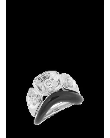 Nikos Koulis LOOK 18K White Gold Diamond and Enamel Ring | Thumbnail 2