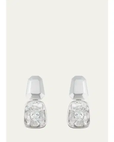 Nikos Koulis LOOK 18K White Gold Oval Diamond Drop Earrings | Thumbnail 1