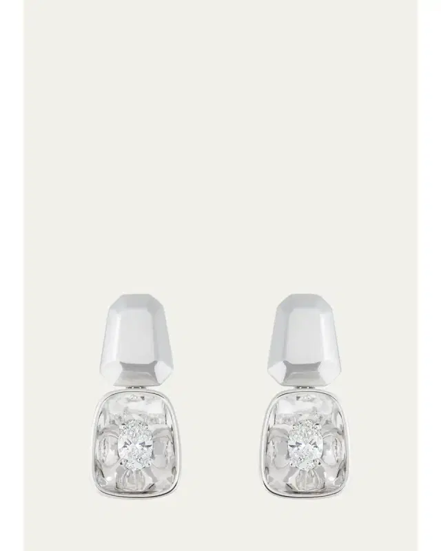 Nikos Koulis LOOK 18K White Gold Oval Diamond Drop Earrings