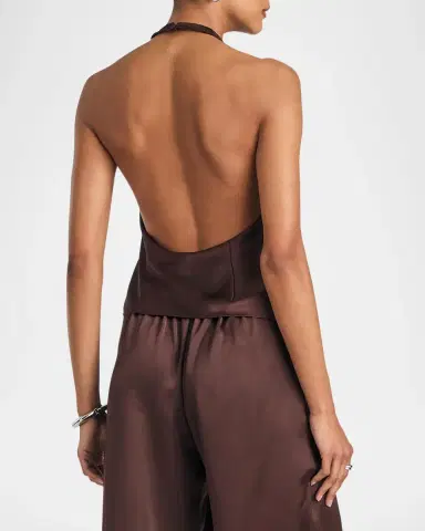 SEROYA Lovella Satin Halter Top | Thumbnail 3