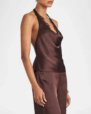 SEROYA Lovella Satin Halter Top | Thumbnail 4