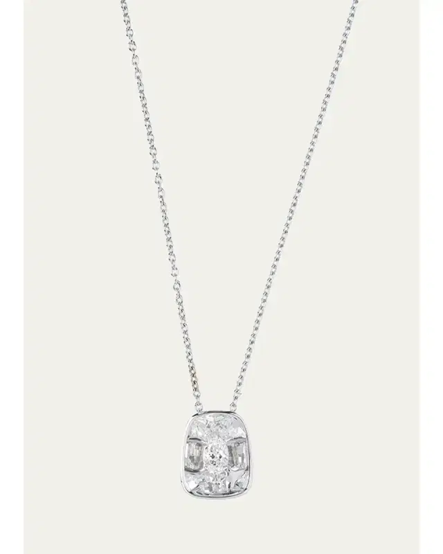 Nikos Koulis LOOK 18K White Gold Oval Diamond Pendant Necklace