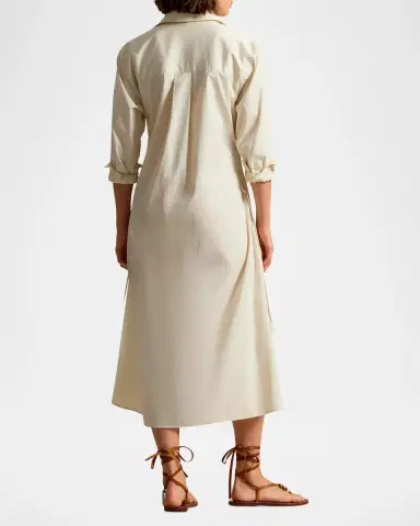 Polo Ralph Lauren Cotton Drawcord Midi Shirtdress | Thumbnail 3