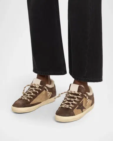 Golden Goose Super-Star Shearling-Lined Suede Low-Top Sneakers | Thumbnail 2
