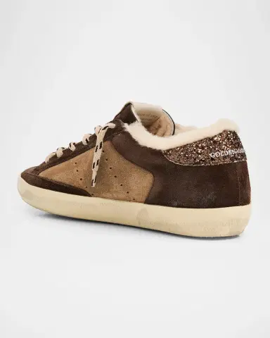 Golden Goose Super-Star Shearling-Lined Suede Low-Top Sneakers | Thumbnail 4