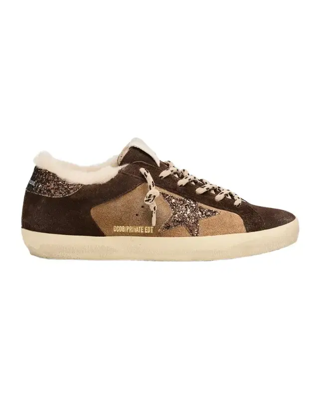 Golden Goose Super-Star Shearling-Lined Suede Low-Top Sneakers