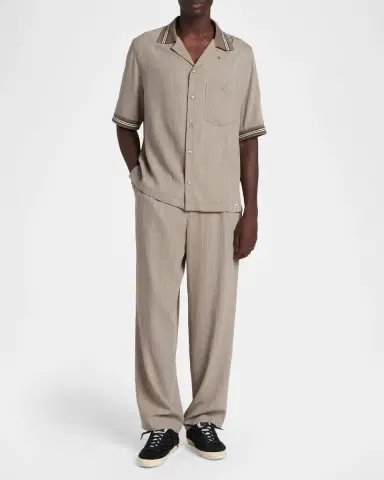 Golden Goose Men's Hairline Stripe Pleated Wide-Leg Trousers | Thumbnail 2 Golden Goose Men's Hairline Stripe Pleated Wide-Leg Trousers | Thumbnail 2
