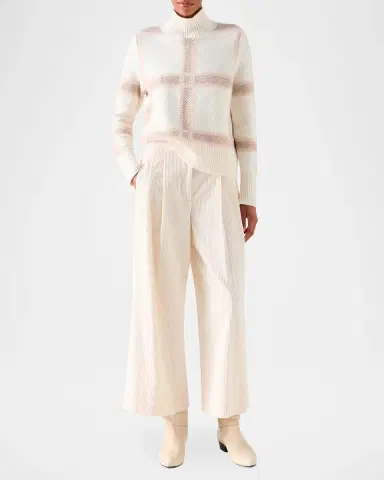 Akris punto Intarsia Plaid Wool-Cashmere Sweater | Thumbnail 2