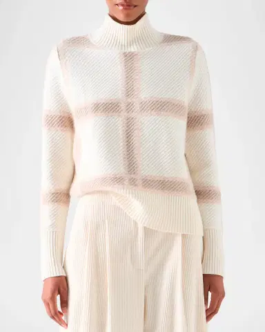 Akris punto Intarsia Plaid Wool-Cashmere Sweater | Thumbnail 4