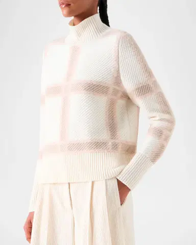 Akris punto Intarsia Plaid Wool-Cashmere Sweater | Thumbnail 6