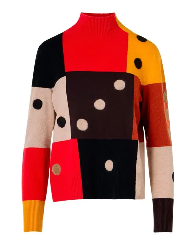Akris punto Dice Intarsia Colorblock Wool-Cashmere Sweater