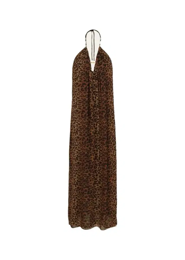 ViX Tammy Leopard-Print Halter Maxi Dress