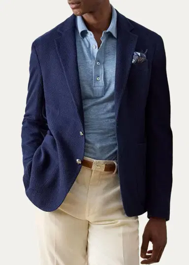 Ralph Lauren Purple Label Men's Cashmere and Silk Chevron Jacquard Blazer | Thumbnail 4