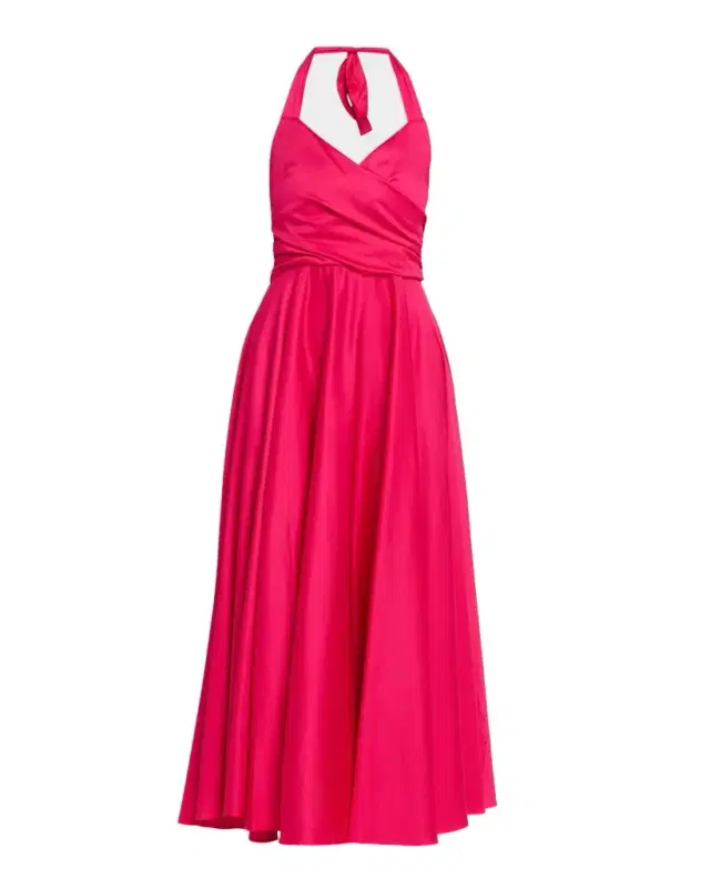 BLACK HALO Noelle Ruched Halter Midi Dress