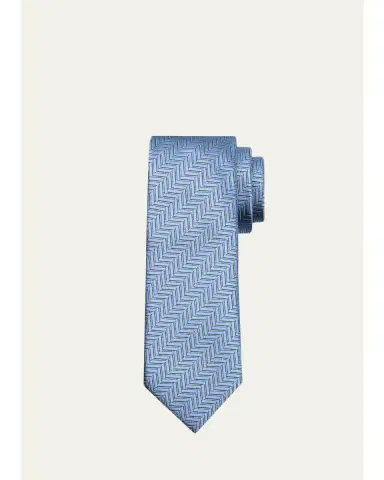 Tom Ford Men's Contrast Herringbone Silk Tie | Thumbnail 2
