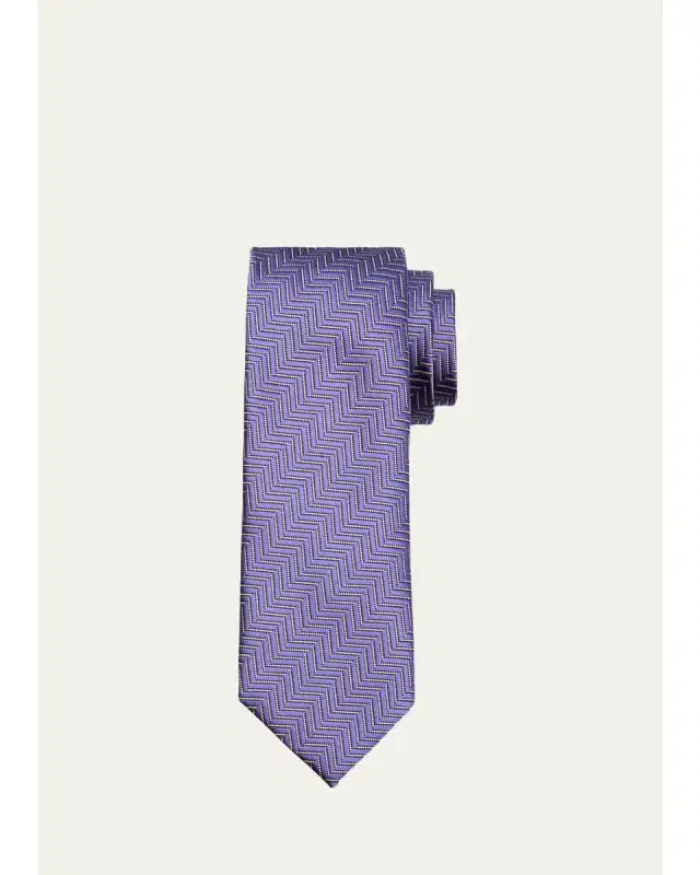 Tom Ford Men's Contrast Herringbone Silk Tie