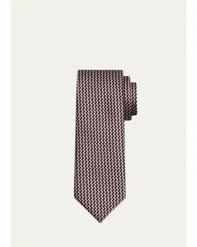 Tom Ford Men's Contrast Zigzag Silk Tie | Thumbnail 2