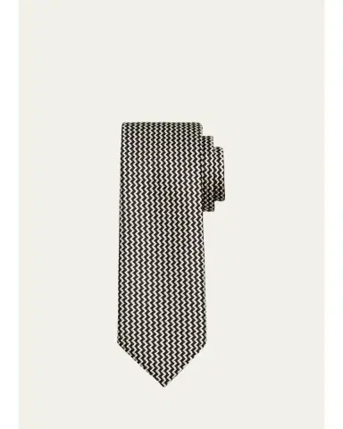 Tom Ford Men's Contrast Zigzag Silk Tie | Thumbnail 3