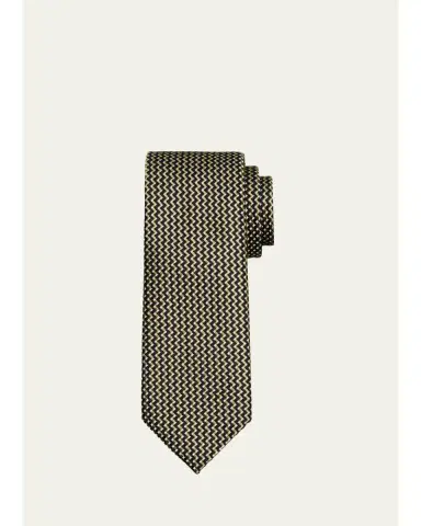 Tom Ford Men's Contrast Zigzag Silk Tie | Thumbnail 1
