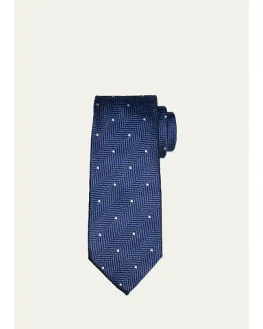 Tom Ford Men's Polka Dot Herringbone Silk Tie | Thumbnail 2