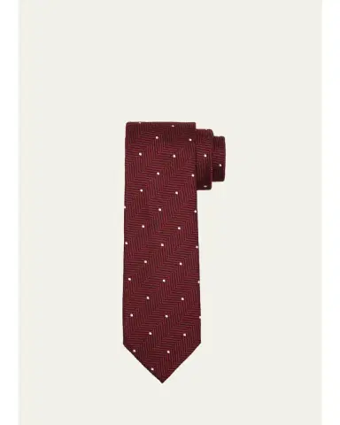 Tom Ford Men's Polka Dot Herringbone Silk Tie | Thumbnail 3