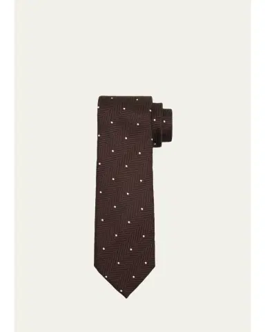 Tom Ford Men's Polka Dot Herringbone Silk Tie | Thumbnail 5