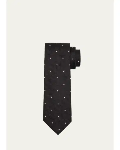 Tom Ford Men's Polka Dot Herringbone Silk Tie | Thumbnail 1
