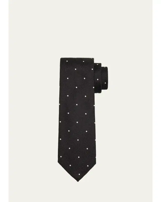 Tom Ford Men's Polka Dot Herringbone Silk Tie