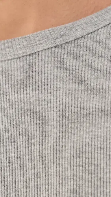 perfectwhitetee Marcela Long Sleeve Cotton Rib Tee Heather Grey | Thumbnail 6