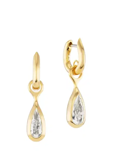 Uniform Object 18K Carriage Huggie Earrings with Pear Diamond | Thumbnail 1