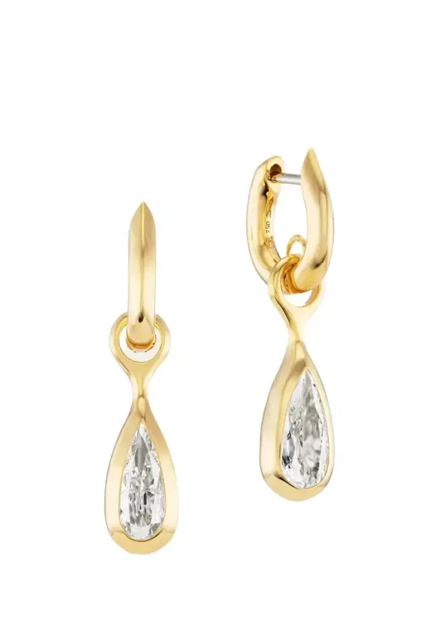 Uniform Object 18K Carriage Huggie Earrings with Pear Diamond