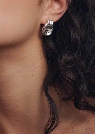 Heaven Mayhem Baby Knot Earrings, Silver | Thumbnail 2