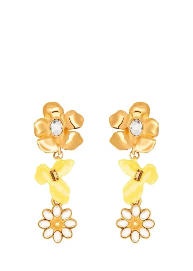 Oscar de la Renta Wildflower Triple Drop Earrings