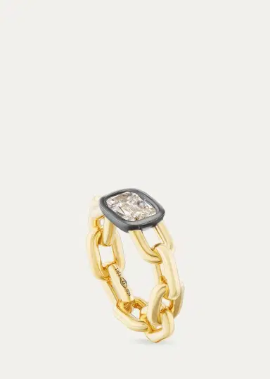 Uniform Object 18K Chain Ring with Cushion Brilliant Diamond | Thumbnail 2