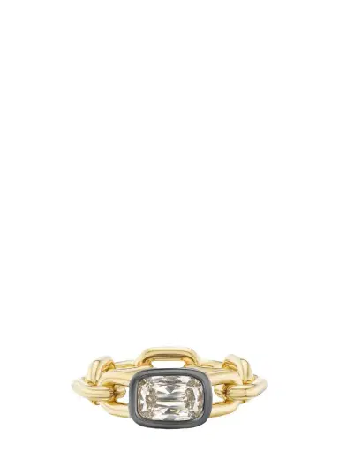 Uniform Object 18K Chain Ring with Cushion Brilliant Diamond | Thumbnail 1