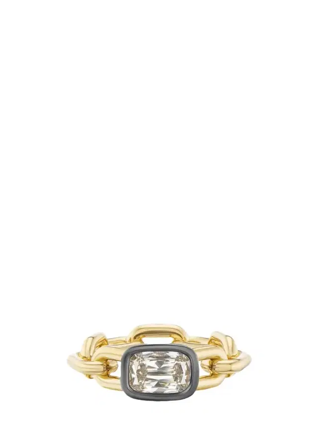 Uniform Object 18K Chain Ring with Cushion Brilliant Diamond
