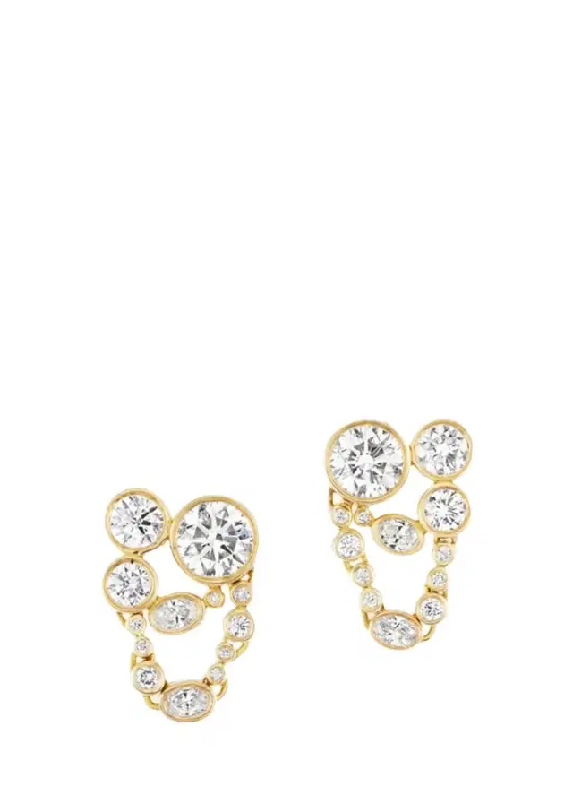 Uniform Object 18K Metal Web Earrings with Diamonds