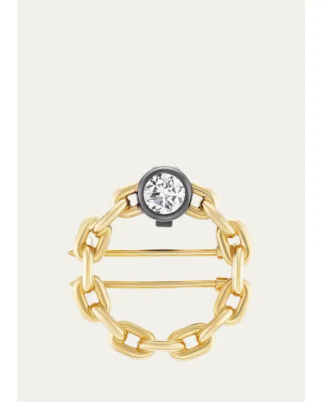 Uniform Object 18K System Chain Brooch with Diamond