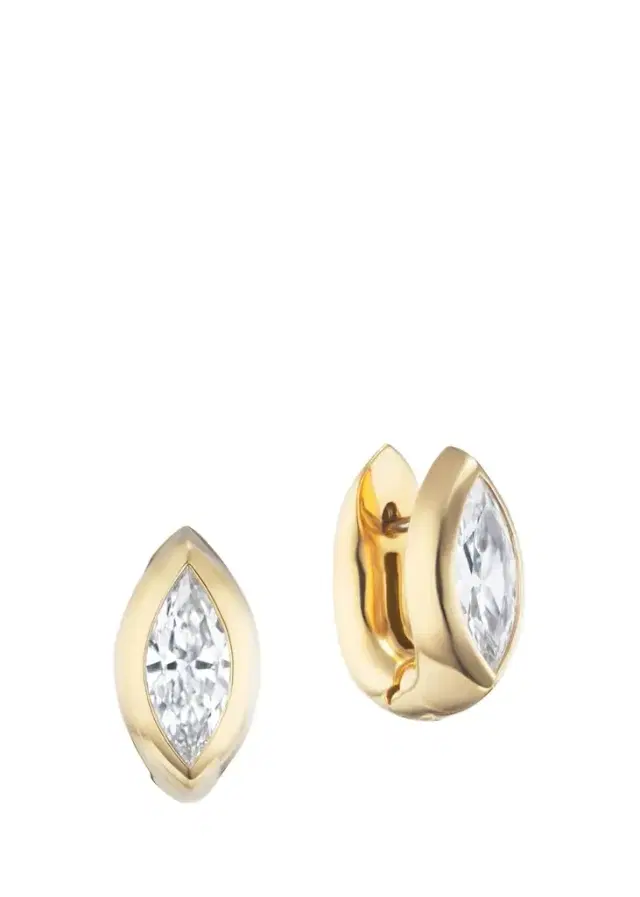 Uniform Object 18K Stud Huggie Earrings with Marquise Diamond