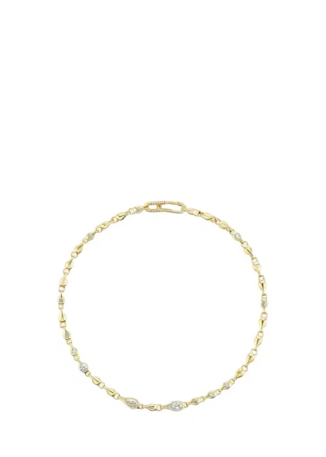 Uniform Object 18K Supernova Necklace with Round and Pear Diamonds