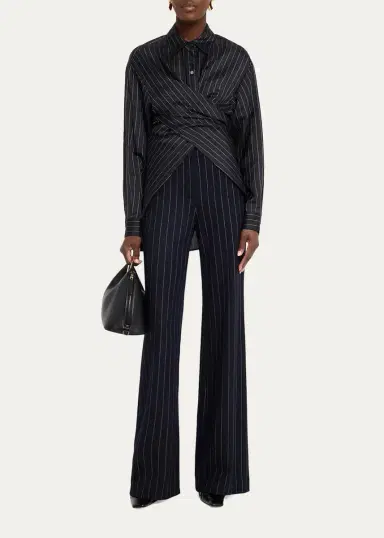 Lafayette 148 New York Lafayette Pinstripe Flare-Leg Pants | Thumbnail 2
