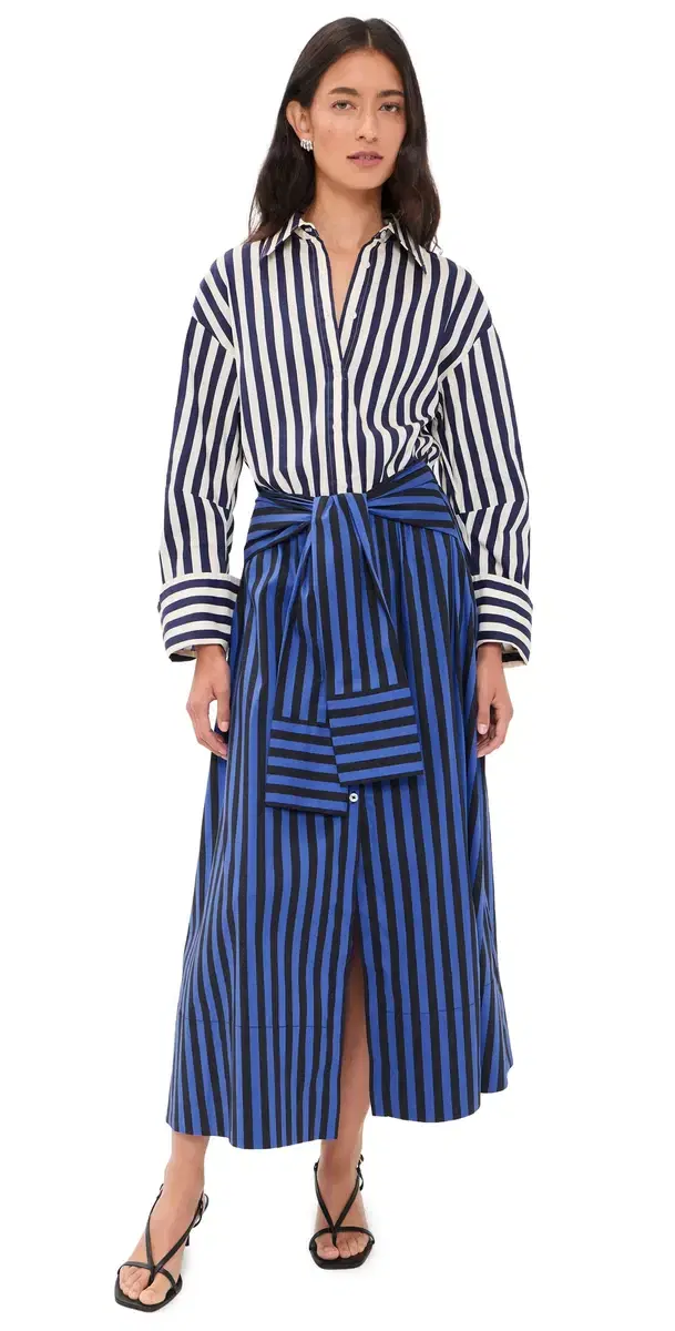 SIMONMILLER Inna Poplin Maxi Dress Cobalt Stripe Combo