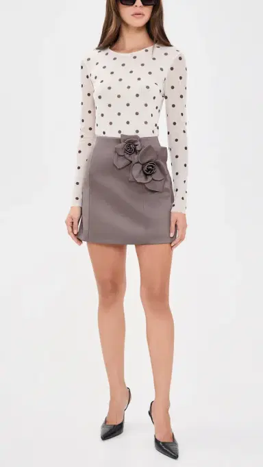 AKNVAS Liva Satin Skirt With Two Roses Steel Grey | Thumbnail 5