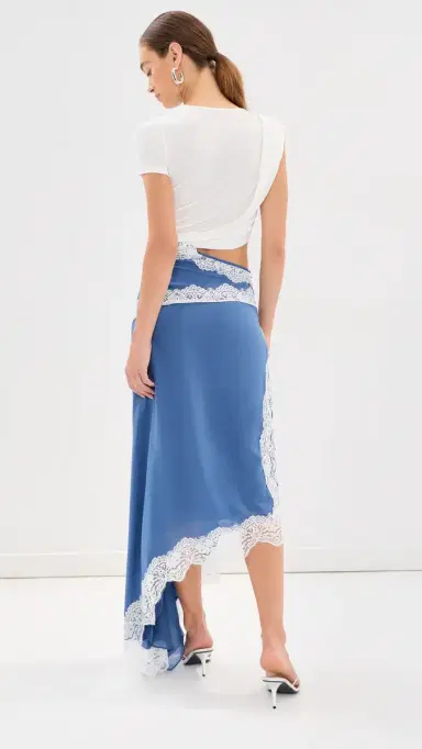 Christopher Esber Verve Twisted Tee Silk Dress Azurite/White | Thumbnail 3