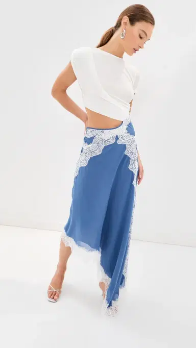 Christopher Esber Verve Twisted Tee Silk Dress Azurite/White | Thumbnail 5