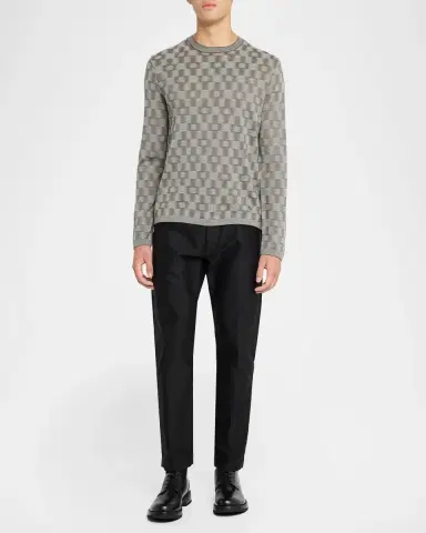 Emporio Armani Men's Geometric Wool Basketweave Sweater | Thumbnail 2