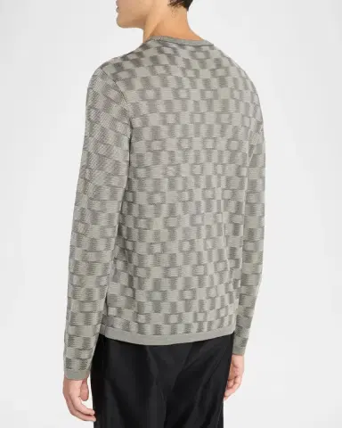 Emporio Armani Men's Geometric Wool Basketweave Sweater | Thumbnail 3