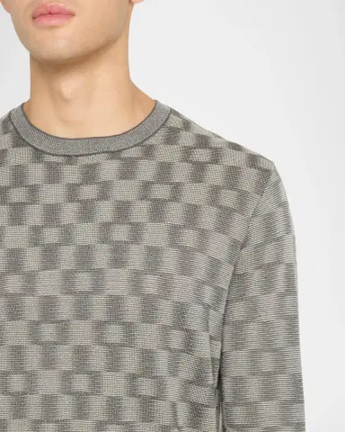 Emporio Armani Men's Geometric Wool Basketweave Sweater | Thumbnail 5